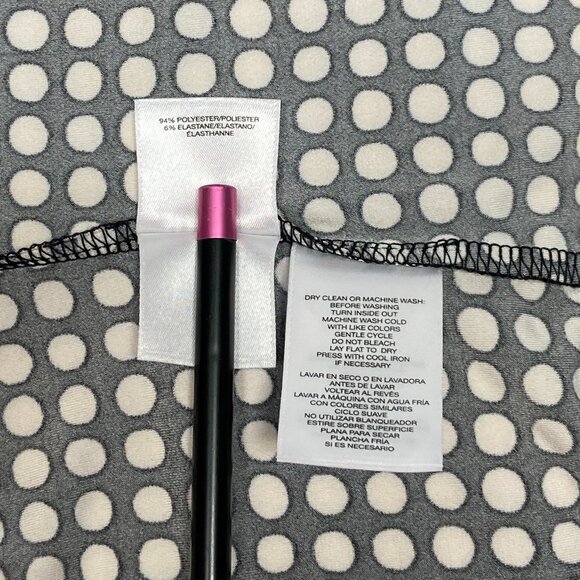 Anne Klein Short Sleeve Collarless Button Back Polka Dot Shirt Black White 0 NWT - Picture 11 of 11